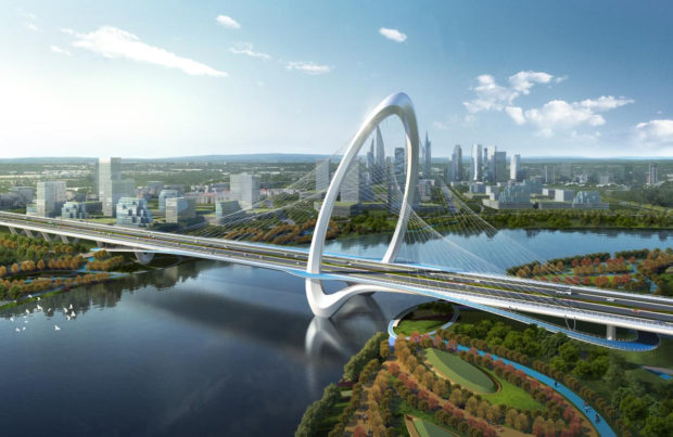 The design sketch of the extra wide Tuojiang River bridge