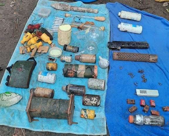 Bomb-making components found by Army troopers in a terrorist lair in Shariff Saydona Mustapha town, Maguindanao bomb factory maguindanao army