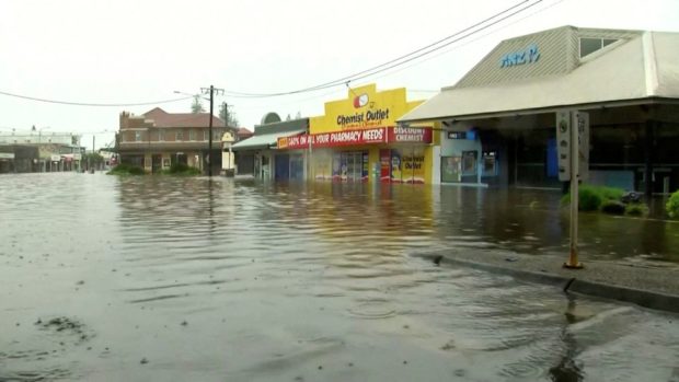 view shows a flooded street
