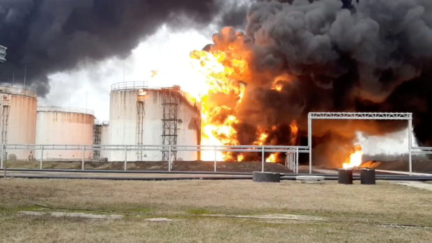 Ukraine denies attacking fuel depot inside Russia, mayor says fire almost out