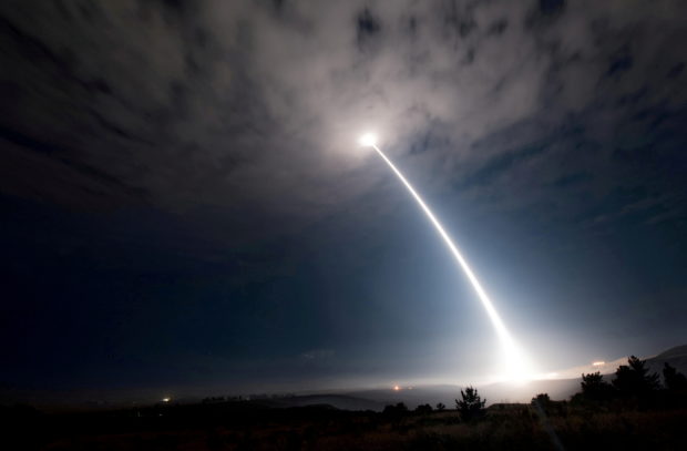 An unarmed Minuteman III intercontinental ballistic missile launches during an operational test at 2:10 a.m. Pacific Daylight Time at Vandenberg Air Force Base, California, U.S., August 2, 2017.  Picture taken August 2, 2017.   U.S. Air Force/Senior Airman Ian Dudley/Handout via REUTERS
