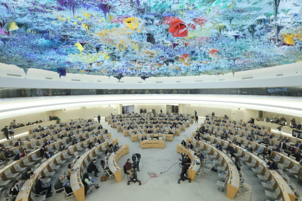 FILE PHOTO: The killing of civilians in Ukraine was discussed in a special session of the Human Rights Council at the United Nations in Geneva, Switzerland on March 4, 2022. 