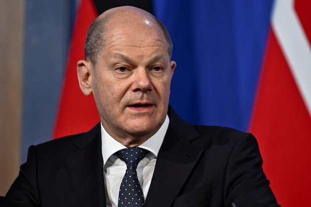 German Chancellor Olaf Scholz. STORY: Scholz and Zelenskiy discuss more sanctions on Russia