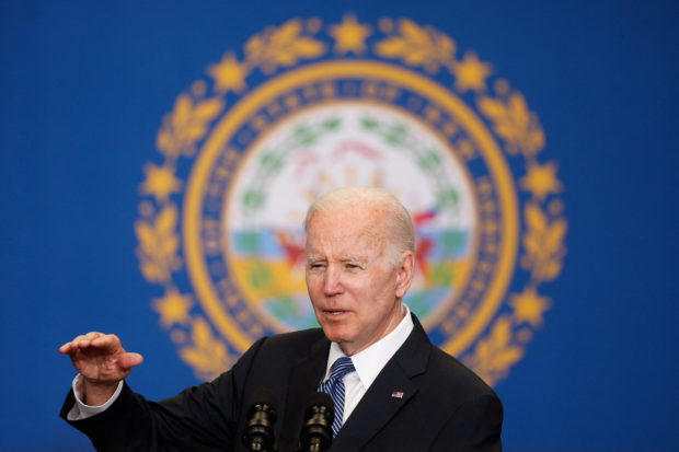 President Joe Biden delivers remarks on infrastructure projects at the Portsmouth Port Authority in Portsmouth, New Hampshire, U.S. April 19, 2022. REUTERS/Jonathan Ernst