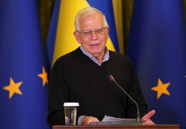 FILE PHOTO: High Representative of the European Union for Foreign Affairs and Security Policy Josep Borrell attends a news conference, as Russia's invasion of Ukraine continues, in Kyiv, Ukraine, April 8, 2022. REUTERS/Janis Laizans