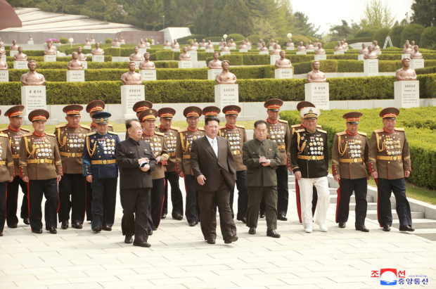 North Korean leader Kim Jong Un walks during a visit to the Revolutionary Martyrs Cemetery on Mount Daesong to mark the 90th anniversary of the founding of the Korean People's Revolutionary Army in Pyongyang, North Korea, in this undated photo released by North Korea's Korean Central News Agency (KCNA) on April 26, 2022. KCNA via REUTERS/File Photo