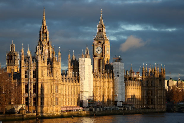 General view of the Houses of Parliament in London. STORY: UK lawmaker quits after admitting twice watching porn in parliament