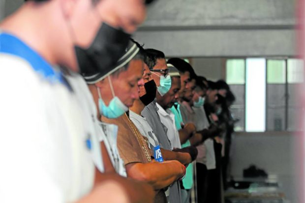 Filipino Muslims pray inside a mosque in Cotabato City on April 3, as they start observing the first full day of Ramadan. Ramadan will end after a month when Muslims will celebrate Eid al-Fitr, an Arabic term which means “festival of breaking the fast.” STORY: Bangsamoro chief to Muslims: Set aside politics during Ramadan