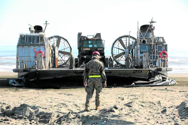 AMPHIBIOUS INSERT A Patriot Minimum Engagement Package is loaded on a landing craft. STORY: PH, US troops hold war drills in Tarlac, Cagayan