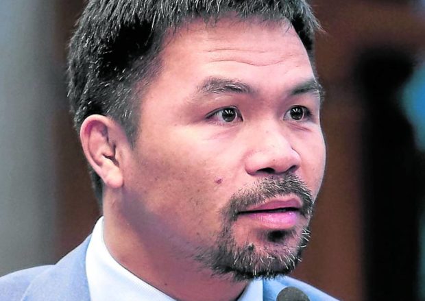 Manny Pacquiao . STORY: ‘Divine intervention’ kept Pacquiao away from presser, says aide