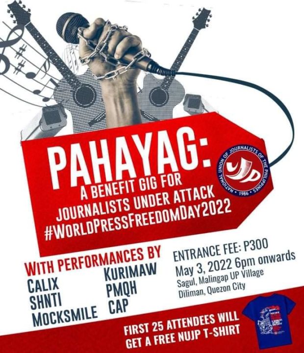 An invitation to the NUJP's benefit concert for journalists.