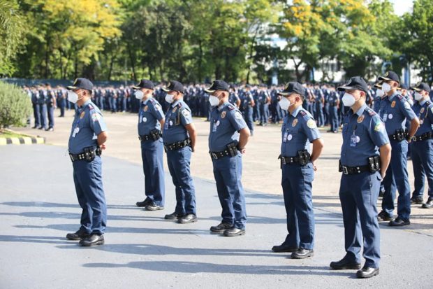 Members of the Philippine National Police force were deployed for Holy Week duty in various ports and transport terminal. Image from Facebook / PNP; cops, camp crame, policeman, policemen