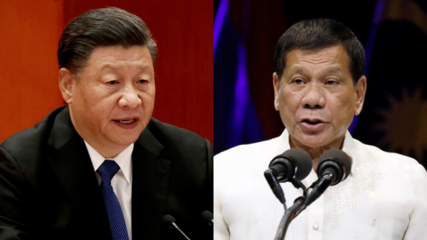 Xi Jinping, Rodrigo Duterte. STORY: Duterte, Xi agree on ‘dissipating’ South China Sea tensions
