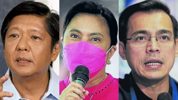 The May 2022 presidential race will be a three-way battle among  Manila mayor Francisco "Isko Moreno" Domagoso, former Senator Ferdinand “Bongbong” Marcos Jr., and Vice President Leni Robredo, the mayor's camp said on Wednesday.