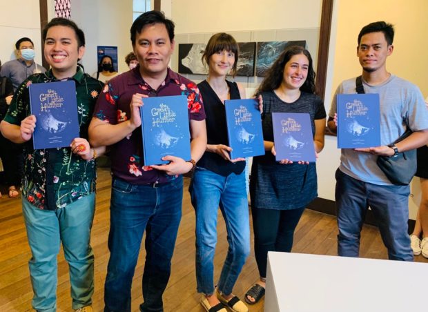 OFFICIALLY LAUNCHED! | Author Ian Rosales Casocot (2nd from left) and illustrator Hersley-Ven Casero (1st from right) successfully launch their first children's book, The Great Little Hunter, at Dakong Balay Art Gallery Dumaguete