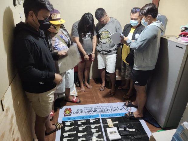 Arrested drug suspect in Barangay Lorega, Cebu City. STORY: PNP seize over P2M worth of ‘shabu’ in separate Cebu-stings; 3 suspects arrested