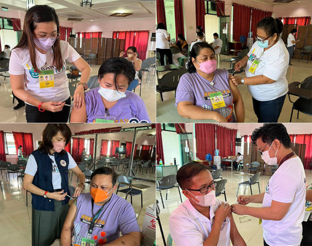Some healthcare workers in Ilocos Norte province get the first jab for the COVID-19 second booster dose at the Mariano Marcos Memorial Hospital and Medical Center. (Photo courtesy of Department of Health - Ilocos)
