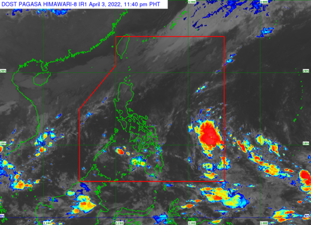 Satellite map from PAGASA. STORY: Low pressure area east of Visayas spotted