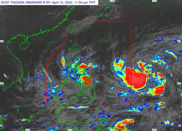 PAGASA satellite image showing TS Agaton. STORY: Tropical Strom Agaton strands Holy Week travelers