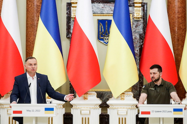 Poland's President Duda and Ukraine's President Zelenskiy hold a news conference in Kyiv. STORY: Zelensky promises reciprocal rights for Poles in Ukraine