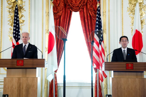 U.S. President Joe Biden and Japan's Prime Minister Fumio Kishida attend a joint news conference after their bilateral meeting at Akasaka Palace in Tokyo, Japan, May 23, 2022. REUTERS/Jonathan Ernst