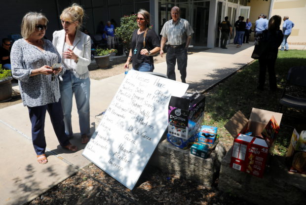 A board with the list of classes/teachers is displayed outside the Ssgt Willie de Leon Civic Center, where students had been transported from Robb Elementary School to be picked up after a suspected shooting, in Uvalde, Texas, U.S. May 24, 2022. REUTERS/Marco Bello