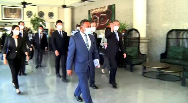 Chinese Foreign Minister, Wang Yi, visits Honiara, Solomon Islands, May 26, 2022. REUTERS/Geoff Saemanea
