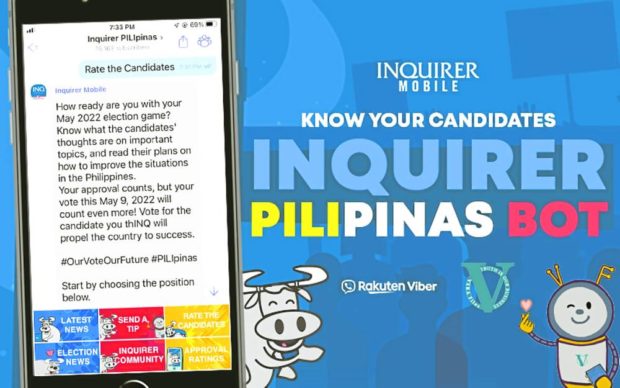 INQUIRER Mobile PiliPinas BOT. STORY: Inquirer Mobile ‘PILIpinas’ pushes voter education