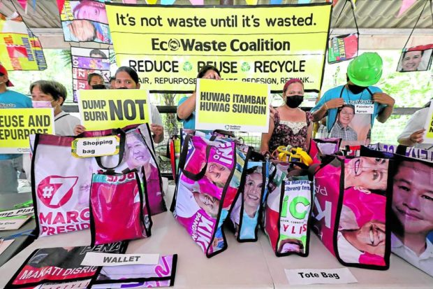 Recycling advocates from the environmentalist group Ecowaste Coalition. STORY: Clean up poll mess, local governments told