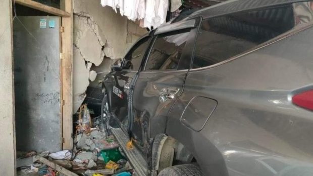 TRAGEDY. A mother and her six-month old baby girl died when this car rammed their house in Tabuk City in Kalinga on Saturday afternoon. Photo from PNP-Tabuk City Attachments area
