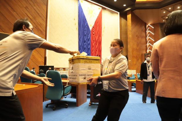 Senate security officers with ballot box. STORY: Vote canvass to proceed ‘nonstop’