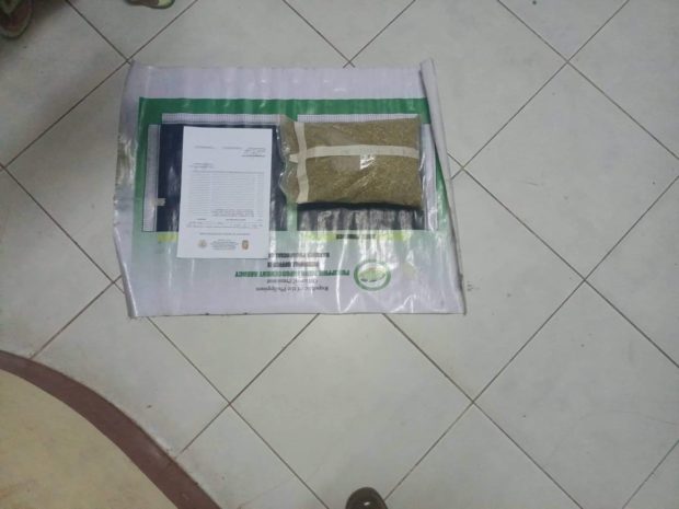 A package containing dried marijuana leaves worth P120,000 was found in the waters off the boundary of Aparri and Buguey towns in Cagayan province on Sunday, May 22. (Photo courtesy of PNP-Aparri)
