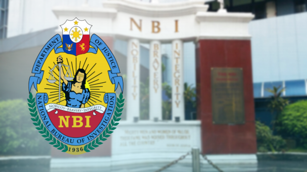NBI logo over a shot of the facade of its headquarters STORY: NBI agents seize P2 million worth of fake Epson ink in Manila