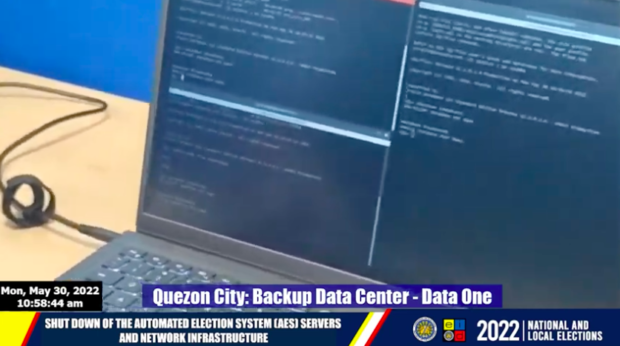 The Commission on Elections shuts down the automated election system servers and network infrastructure Monday, May 30, three weeks after the national and local elections. (Screengrab from Comelec YouTube)