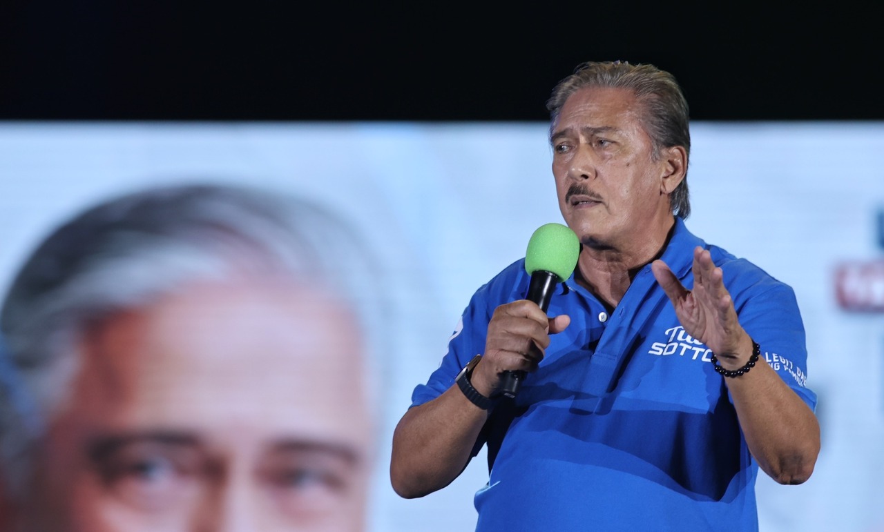 Vice presidential candidate Senate President Vicente Sotto III during the Lacson-Sotto tandem's miting de avance in Cavite on May 6, 2022