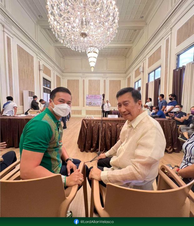 Speaker Lord Allan Jay Velasco with his father, Marinduque Gov. Presbitero Velasco Jr. Both were reelected to their respective posts in May 2022 elections. Image from Facebook / Speaker Lord Allan Velasco