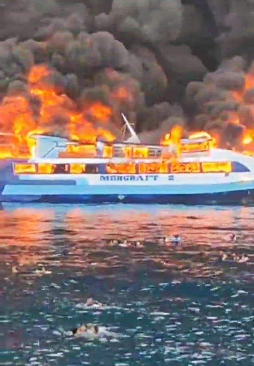Passenger ship catches fire off Quezon seas; 124 persons rescued