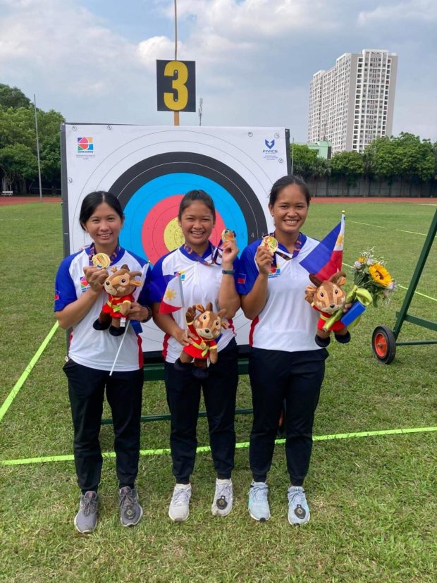 Dumagueteña archers win the recurve event on May 18 at the Southeast Asian (SEA) Games at the Hanoi National Sport Training Center in Vietnam