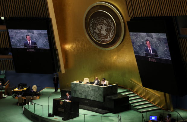 North Korea's Ambassador to the United Nations Kim Song speaks during a meeting of the U.N. General Assembly after China and Russia vetoed new sanctions on North Korea in the U.N. Security Council, at U.N. headquarters in New York City, New York, U.S., June 8, 2022. REUTERS/Mike Segar
