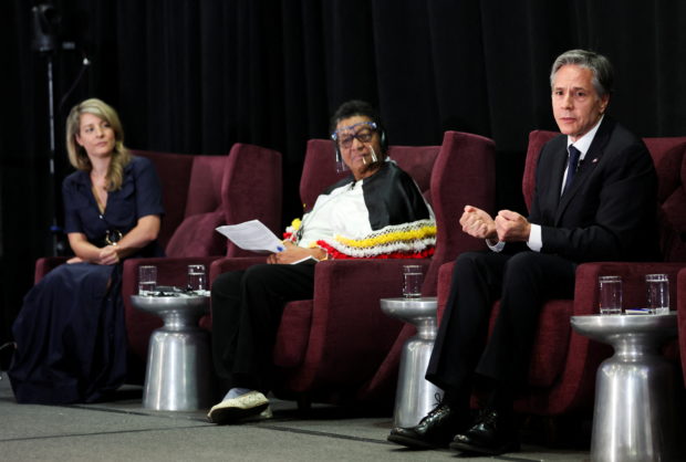 U.S. Secretary of State Antony Blinken speaks during a meeting with Panamanian Foreign Minister Erika Mouynes (not pictured) and Canada's Minister of Foreign Affairs Melanie Joly, as the ninth Summit of the Americas continues, in Los Angeles, California, U.S., June 8, 2022. REUTERS/Mike Blake/Pool