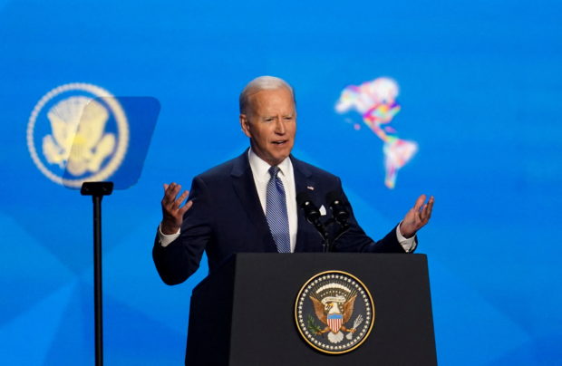 U.S. President Joe Biden speaks during the ninth Summit of the Americas, in Los Angeles, California, U.S. June 8, 2022. REUTERS/Lauren Justice