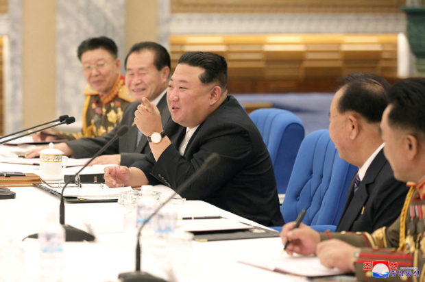 North Korean leader Kim Jong Un attends a convocation of the Expansion of the Central Military Commission of the Workers' Party of Korea in this photo released by the country's Korean Central News Agency on June 22, 2022. KCNA via REUTERS