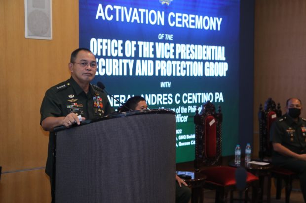 AFP Chief of Staff General Andres Centino led the VPSPG activation ceremony on Friday at the AFP General Headquarters. (Contributed photo)