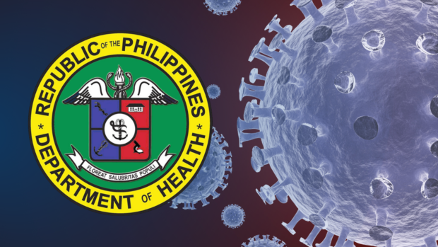DOH logo with background of coronaviruses. STORY: DOH logs 568 COVID-19 cases, active now at 7,192