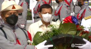 President Rodrigo Duterte graces the 124th Independence Day ceremony at the Rizal Park in Manila City on Sunday, June 12. Screengrab from Office of the Presidential Spokesperson Facebook page