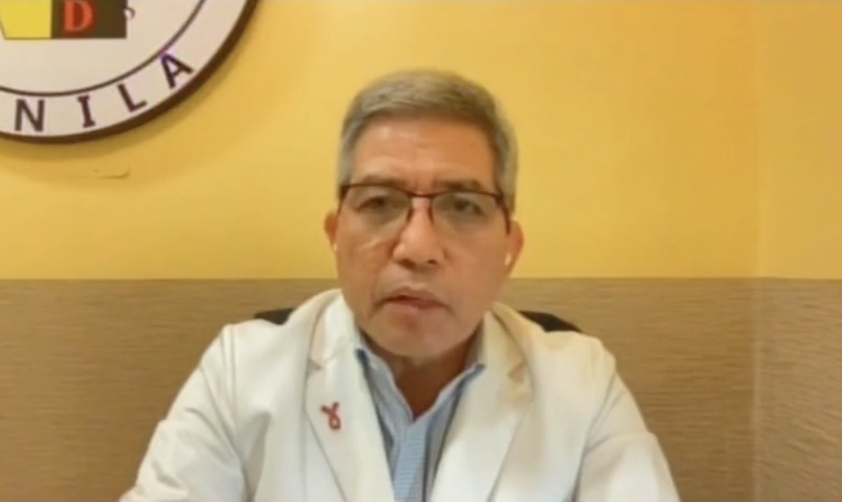 Infectious Disease expert Dr. Rontgene Solante during the Laging Handa press briefing. Screengrab from PCOO / Facebook emergency label covid-19