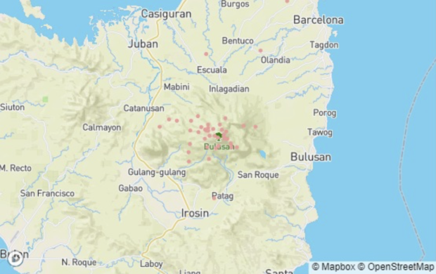 Areas affected by the Bulusan volcanic quakes. Image from Phivolcs website