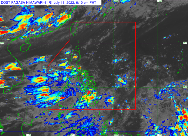 The photo shows a weather satellite image from the website of Pagasa which says rain will continue in many parts of the Philippines due to the LPA near Masbate and the southwest monsoon