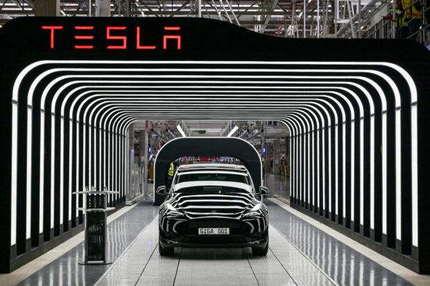 Model Y cars are pictured during the opening ceremony of the new Tesla Gigafactory for electric cars in Gruenheide, Germany, March 22, 2022. Patrick Pleul/Pool via REUTERS/File Photo/File Photo