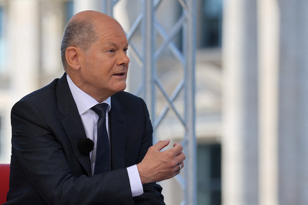German Chancellor Olaf Scholz attends the ARD Sommerinterview in Berlin. STORY: Ukraine security guarantees won’t be same as for NATO member – Scholz